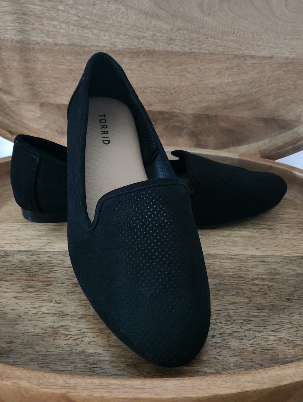 Torrid Black Perforated Loafers Women’s 9 WW Extra Wide Width Almond Toe Slip On